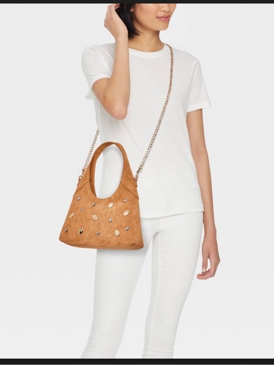 Universal Thread Handbags - Universal Thread Tan Suede Circle-Handle Shoulder Bag with Chain Strap
